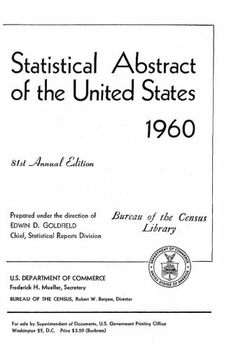 Statistical Abstracts of the United States 1960
