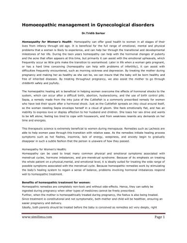 Homoeopathic management in Gynecological disorders