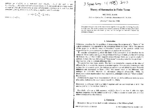 Summation in finite terms