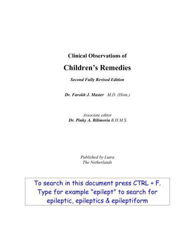 Clinical observations of Children´s remedies