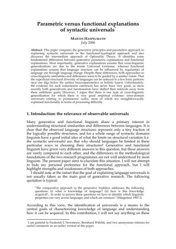 Parametric versus functional explanations of syntactic universals