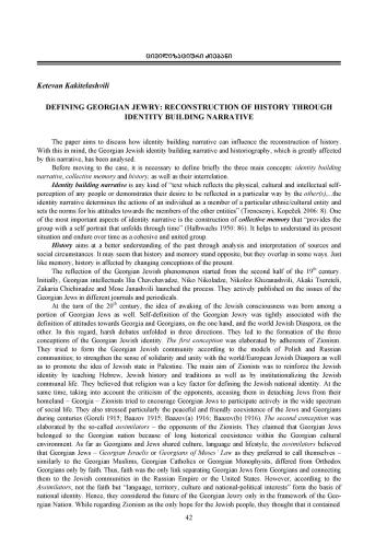 Defining Georgian Jewry: Reconstruction of History through Identity Building Narrative