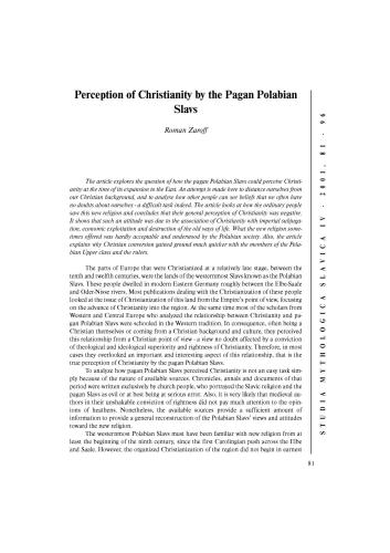 Perception of Christianity by the Pagan Polabian Slavs