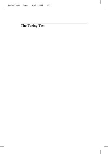 The Turing Test: Verbal Behavior as the Hallmark of Intelligence