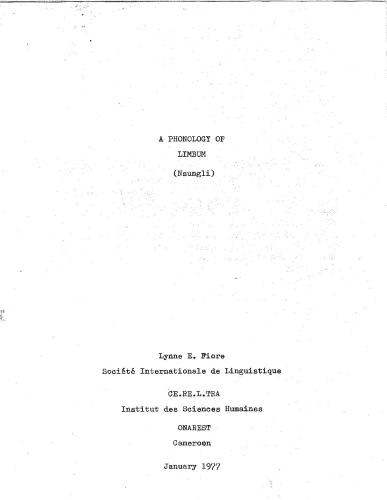 A Phonology of Limbum