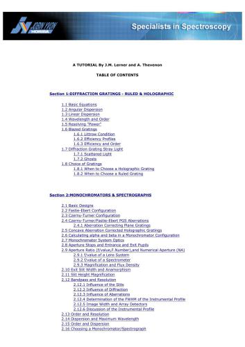 The Optics of Spectroscopy