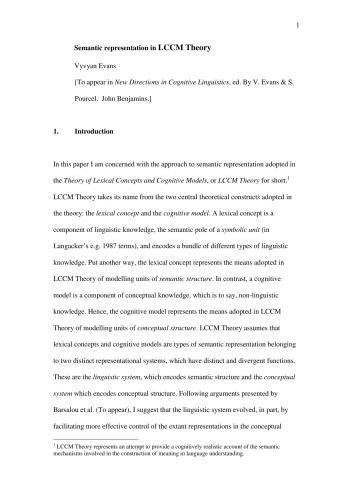 Semantic representation in LCCM Theory