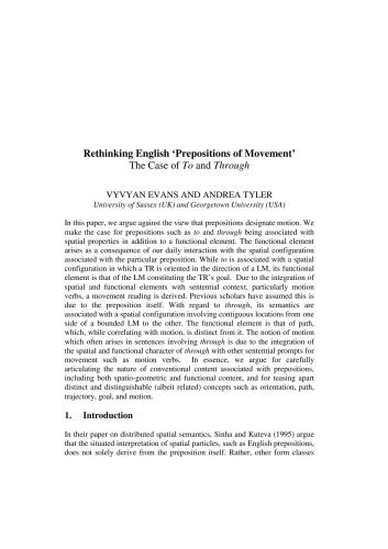 Rethinking English ‘Prepositions of Movement’. The Case of To and Through