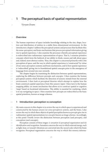 The perceptual basis of spatial representation