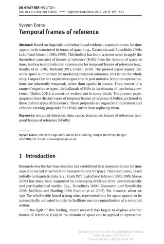 Temporal frames of reference