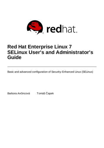 Red Hat Enterprise Linux 7 SELinux User's and Administrator's Guide