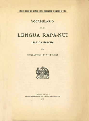 Vocabulario de la lengua Rapa-Nui, Isla de Pascua