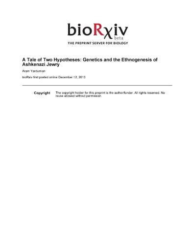 A Tale of Two Hypotheses: Genetics and the Ethnogenesis of Ashkenazi Jewry