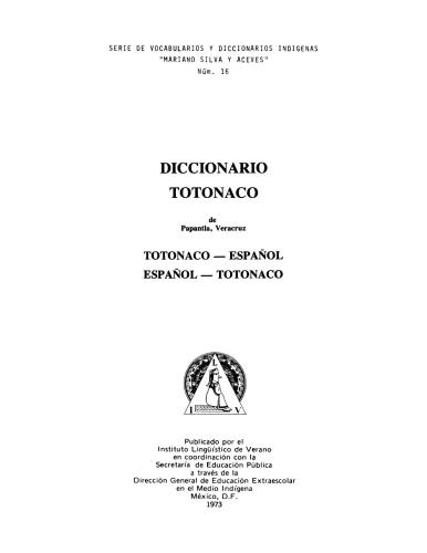 Diccionario totonaco de Papantla, Veracruz