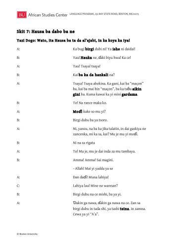 African Proverbs Project. Hausa Proverbs. Lesson 07. Hausa ba dabo ba ne