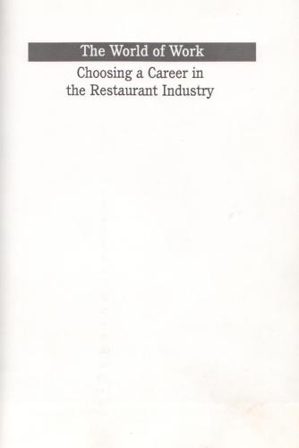 Choosing a Career in the Restaurant Industry