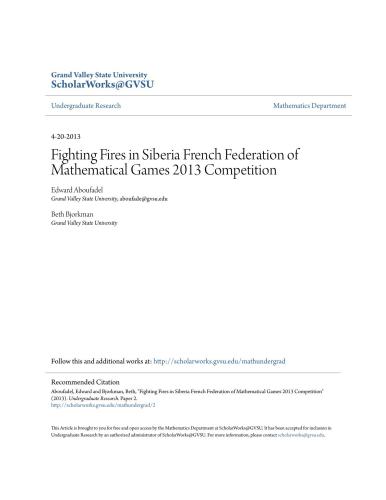 Fighting Fires in Siberia French Federation of Mathematical Games 2013 Competition