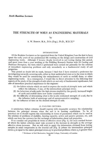 The Strength of Soils as Engineering Materials