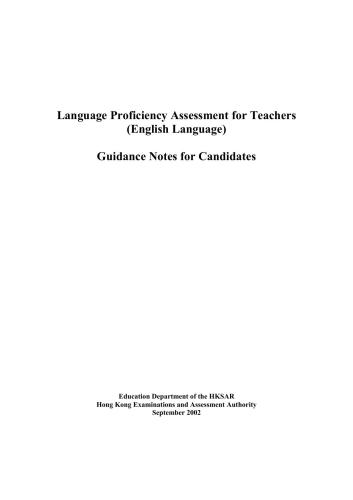 Language Proficiency Assessment for Teachers - Guidance Notes for Candidates