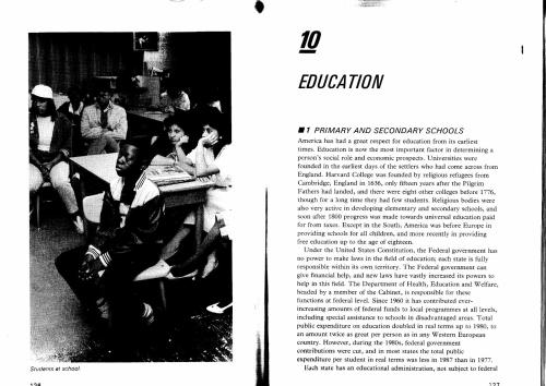 US education. Primary and secondary schools. Higher education