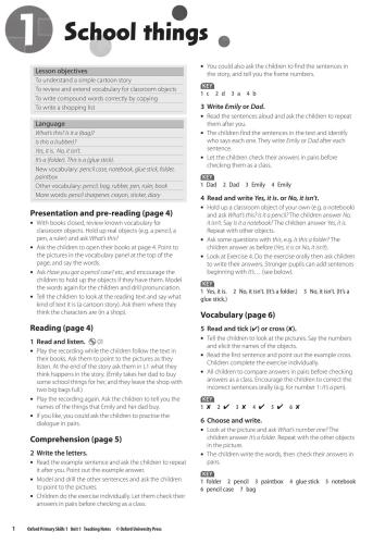 Oxford Primary Skills 1. Reading and Writing. Keys