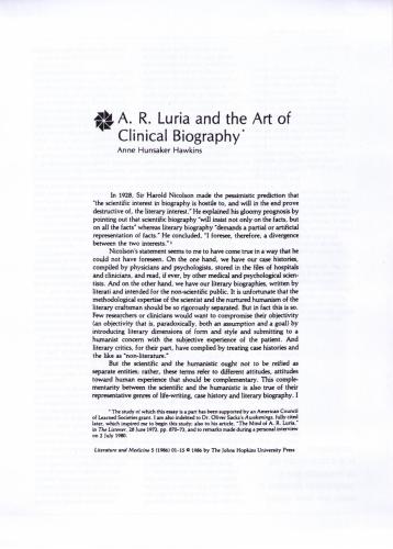 and the Art of Clinical Biography