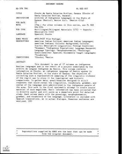 Chocho de Santa Catarina, Ocatlán, Oaxaca