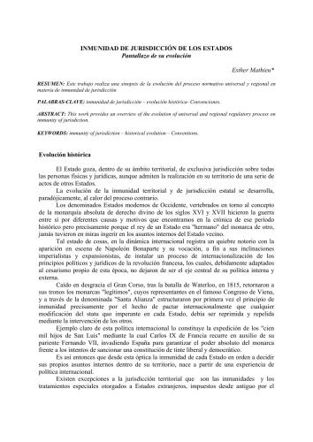 Inmunidad de jurisdicción de los estados. Pantallazo de su evolución