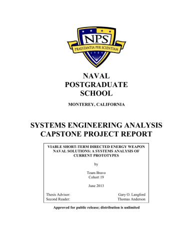 Viable short-term directed energy weapon naval solutions: a systems analysis of current prototypes