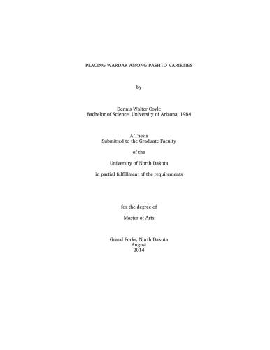 Placing Wardak among Pashto varieties