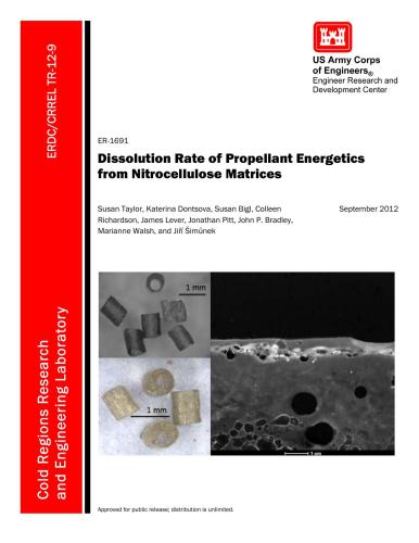 Dissolution Rate of Propellant Energetics from Nitrocellulose Matrices