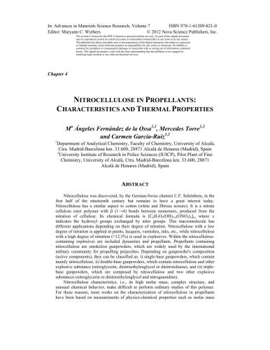 Nitrocellulose in Propellants: Characteristics and Thermal Properties