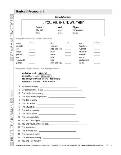 Grammar Practices 10 sample worksheets