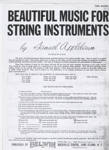 Beautiful Music For Two Bass String Instruments - Volume 1