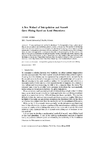 New method for interpolation and curve fitting based on local procedures