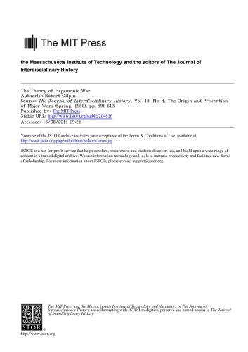 Gilpin Robert, The Theory of Hegemonic War