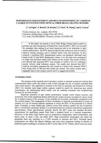 Performance enhancement and health monitoring of a medium caliber gun system using optical fiber bragg grating sensors