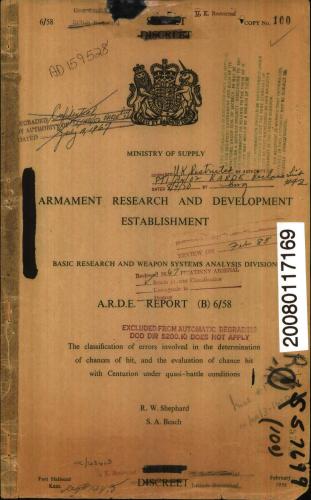 The classification of errors involved in the determination of chances of hit, and the evaluation of chance hit with Centurion under quasi-battle conditions