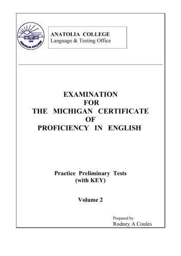 ECPE - Practice Preliminary Tests with KEY - Volume 2