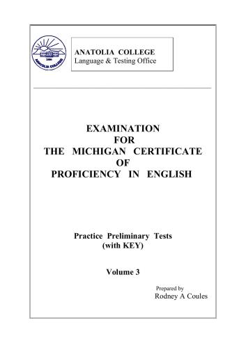 ECPE - Practice Preliminary Tests with KEY - Volume 3