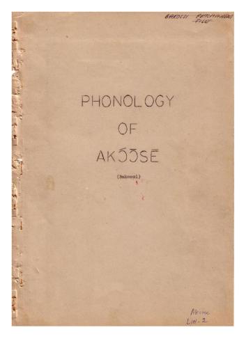 Phonology of Akɔ́ɔ̄sē (Bakossi)