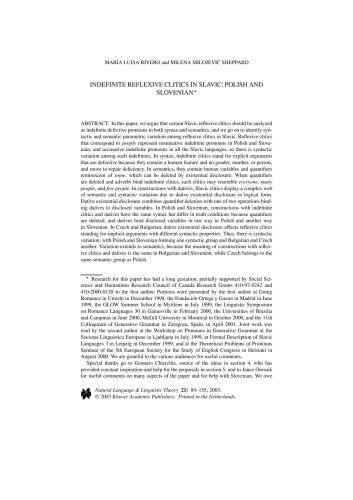 Indefinite reflexive clitics in Slavic: Polish and Slovenian