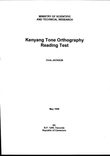 Kenyang Tone Orthography Reading Test