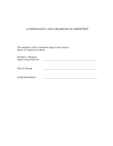 A Phonology and Grammar of Mbódɔ̀mɔ̀