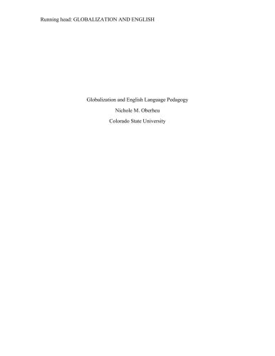 Globalization and English Language Pedagogy