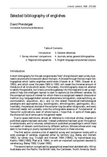 Selected Bibliography of Englishes