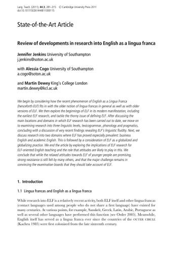 Review of developments in research into English as a lingua franca