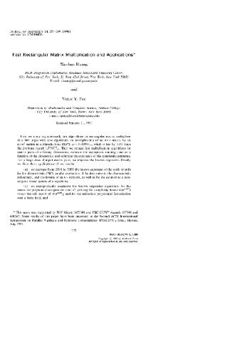 Fast rectangular matrix multiplication 1998