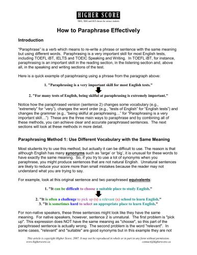 How to Paraphrase Effectively in English