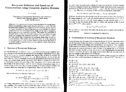 Recurrent relations and speedup of computations